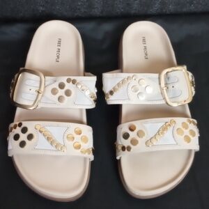 Free People Cream and Gold Studded Sandals